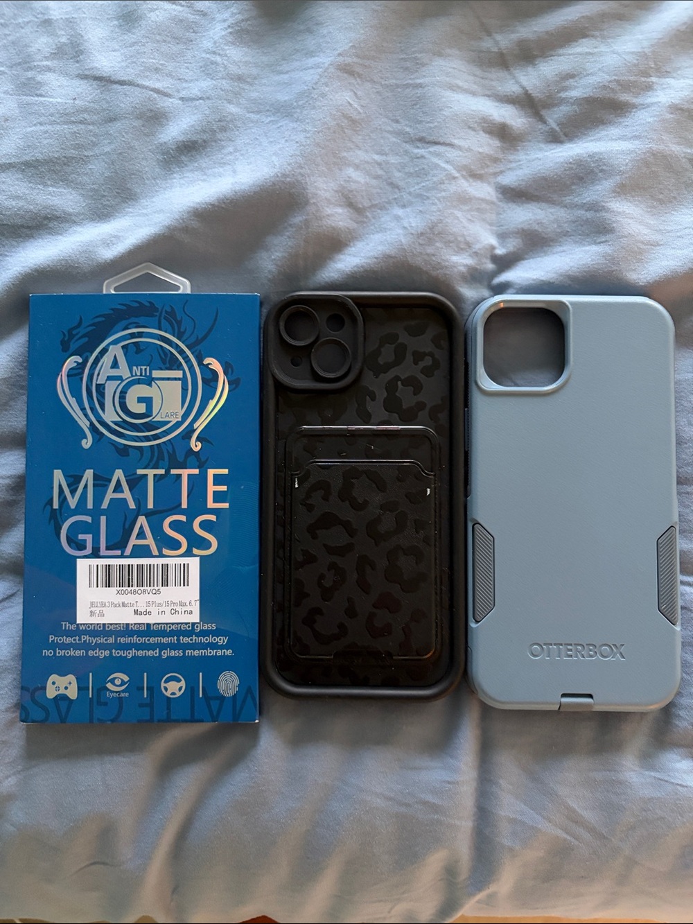 OtterBox Protective Phone Case with Matte Glass Screen Protector - Light Blue